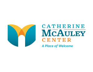 Catherine McAuley Center Stacked Logo featuring a subtitle that reads a place of welcome
